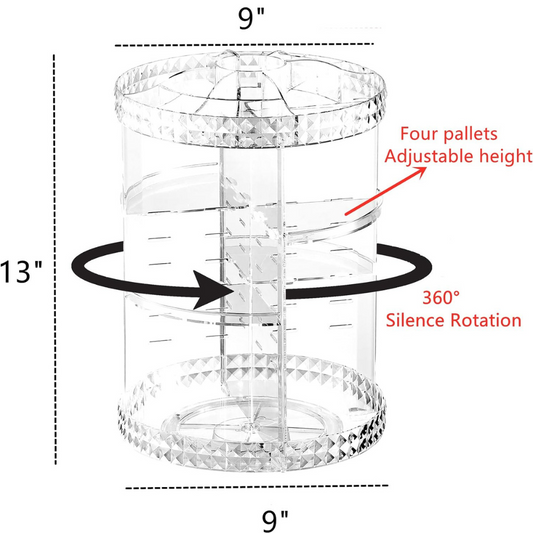 Organizador de maquillaje giratorio 360° de plástico transparente